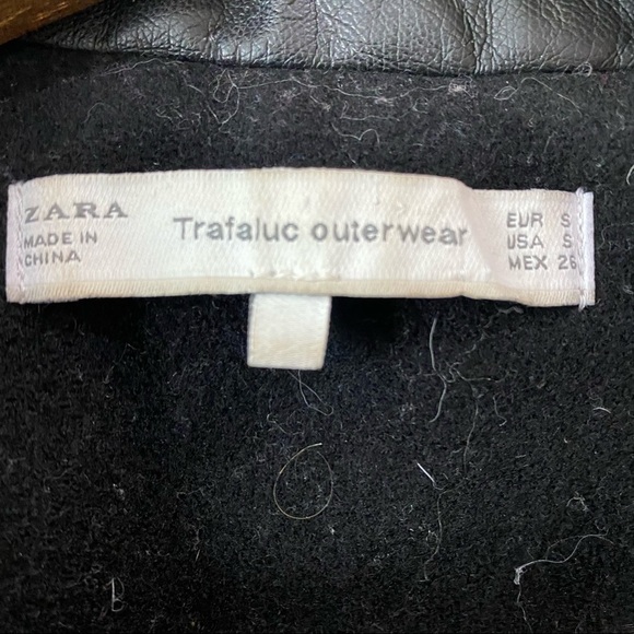 Zara- Wool Blend Faux Leather Trims Coat Size SM - Picture 7 of 9
